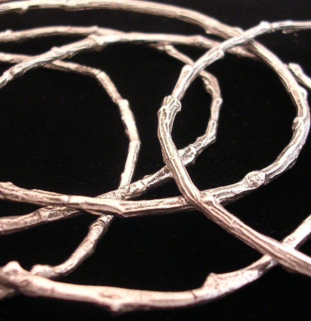 bangle bracelet organic silver twig jewelry