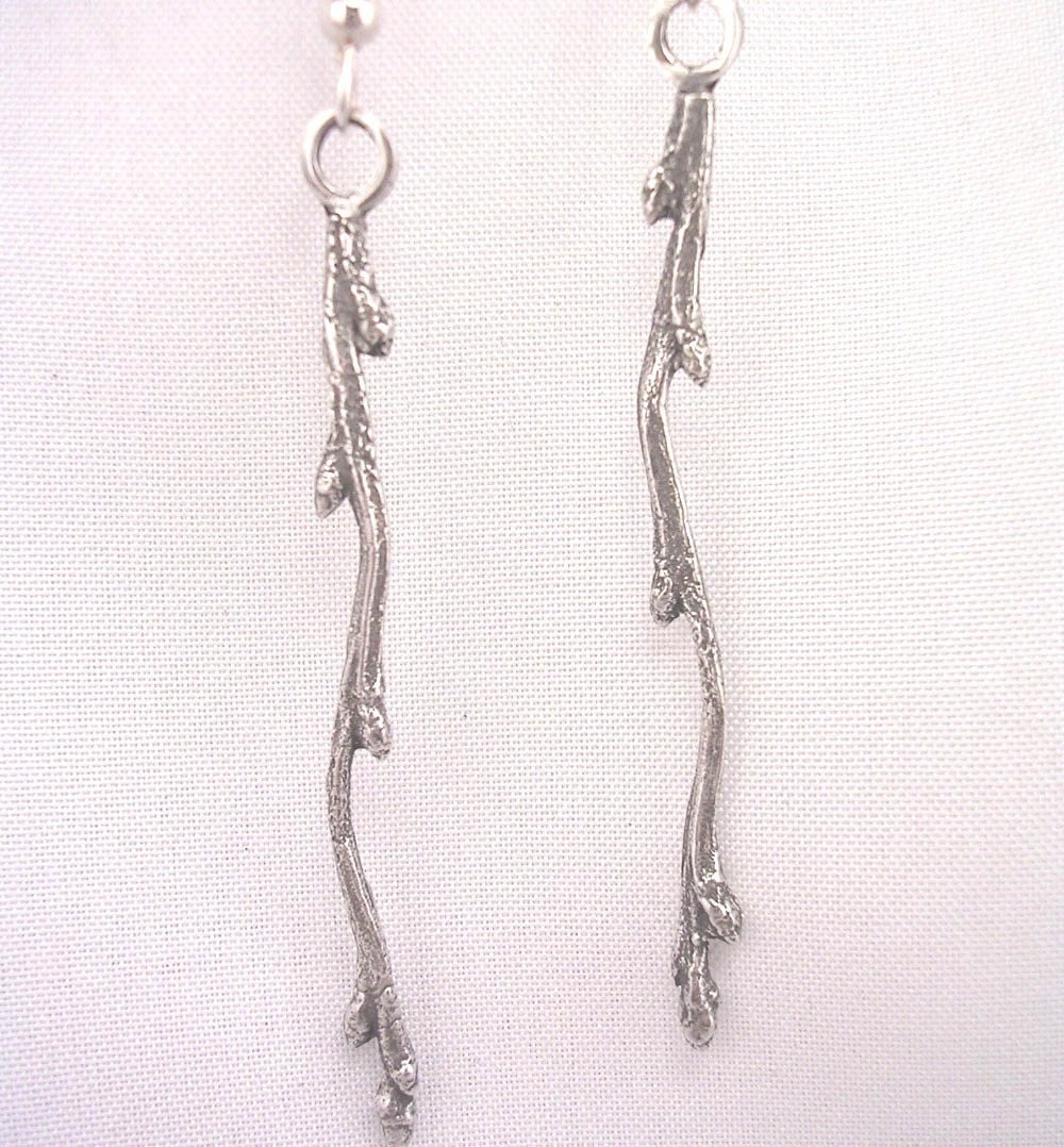 twig earrings sterling silver twig jewelry by stratussilver
