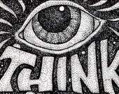 All Seeing Eye Pen and Ink Magnetic Art Puzzle Think Pointillism