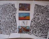 Skydiving Art 6 pc Set Prints Magnetic Puzzles Skydive Lowbrow Surreal