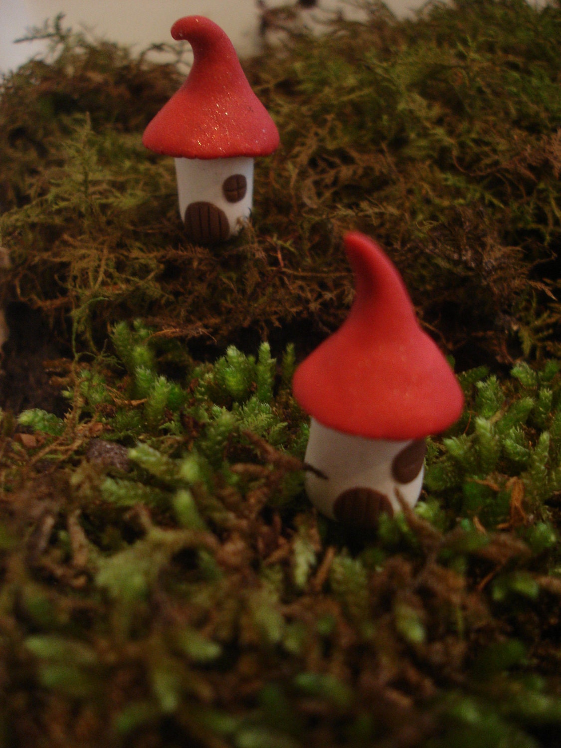 Tiny Town Gnome Home Terrarium Miniature Fairy House Red Roof Made to Order
