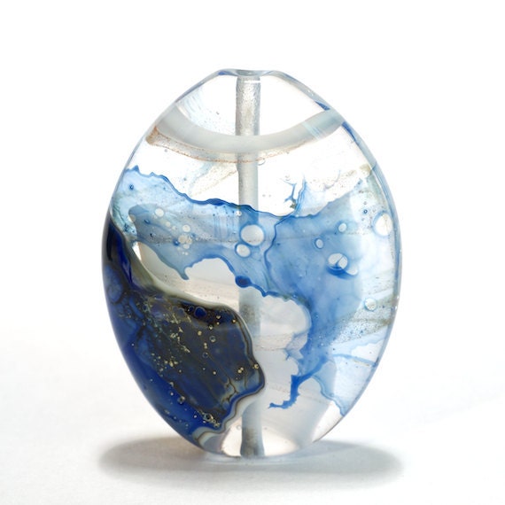 Ice Cube - lampwork focal bead - ShedBeads