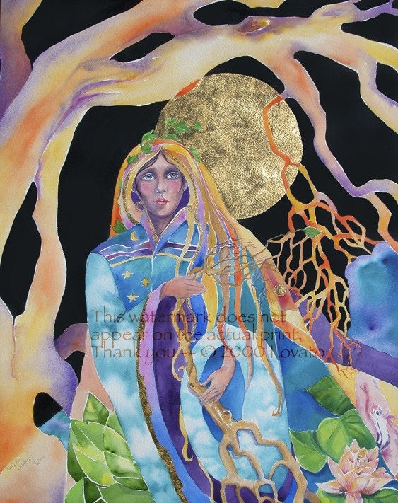 Watercolor Painting Mother Earth - Giclee Print Goddess art