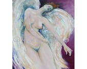 Goddess Art Nude Painting Angel Acrylic  - Blank Greeting Card  - Wings Passion Love spiritual spirit woman figure female breathtaking
