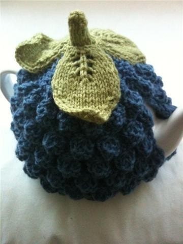 BlueBerry Tea Cosy - Pure Wool - Handknitted - by Tafferty Designs - Size MEDIUM - Made to Order