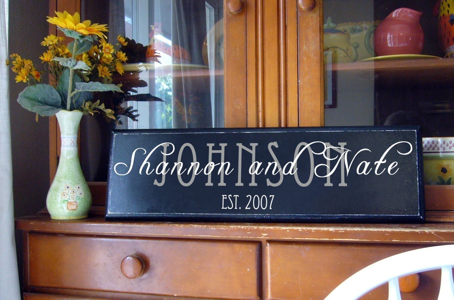 Large Family Name - Solid Wood Painted Sign Wedding Gift