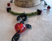 Gothic Valentine with Heart Pendant on Black Leather and Wire Accents