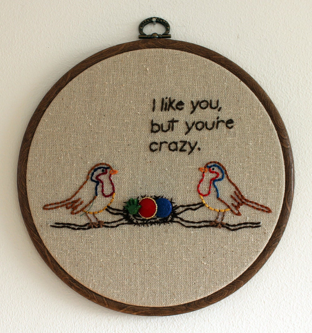 Crazy Bird Hand Embroidery - 7" Hoop