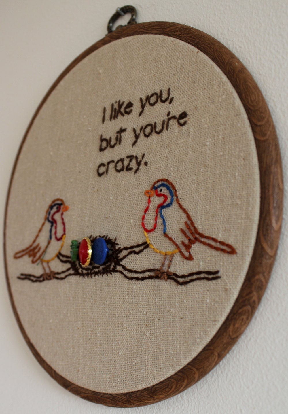 Crazy Bird Hand Embroidery - 7" Hoop