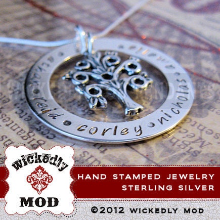 Personalized Necklace - Sterling Silver - Mother Necklace - Brisa Family Tree mother necklace by Wickedly Mod