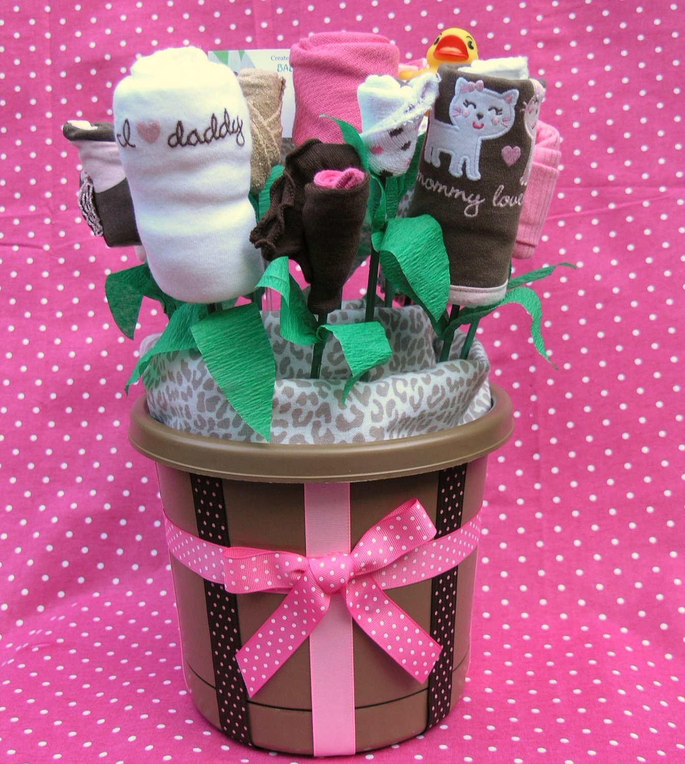 Large Brown & Pink Kittens Girls Unique Baby Gift Bouquet