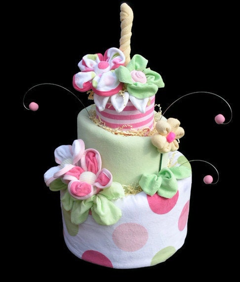 Diaper Cake for a Baby Girl: Made to Order Baby Shower Centerpiece