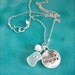 Sea glass Geocache necklace - Hand stamped charms necklace