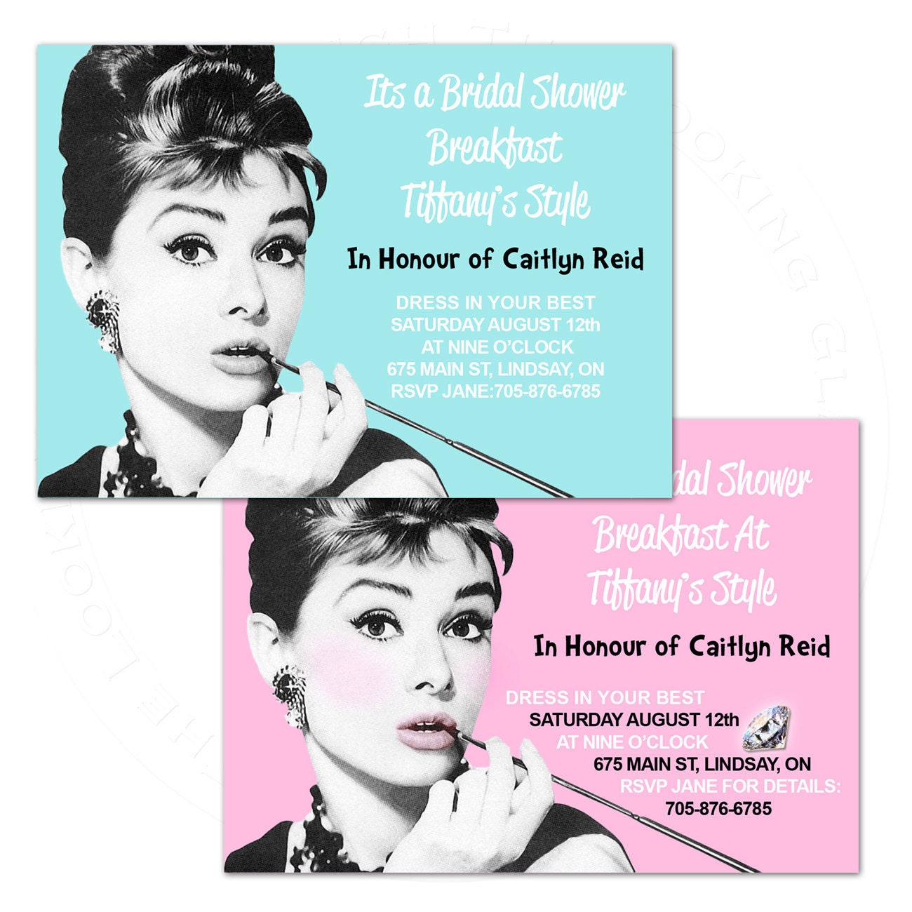 You Print Audrey Hepburn wedding shower birthday party breakfast invitation DIGITAL customize can order as well