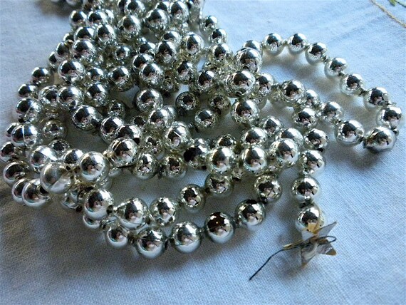 Mercury Glass Bead Garland Larger Shiny Silver by pumpkintruck