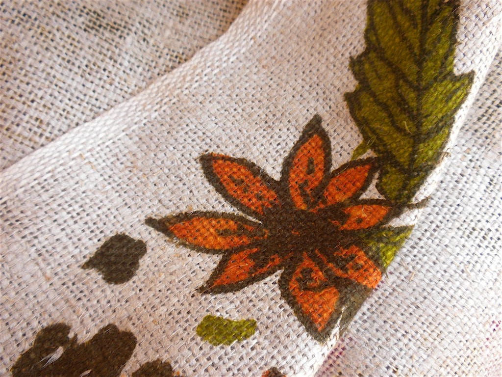 Vintage Fabric - Pink and Yellow Floral Linen Burlap - 1.5 Yards