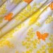 Vintage Bed Sheet - Orange Butterflies on Pale Yellow - King Flat for Repurpose