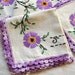 Vintage Tablecloth - Embroidered Tablecloth and Napkins Set - Purple Flowers