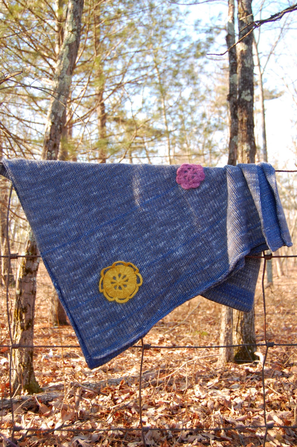 Falling Flowers Cashmere Knitted Throw Blanket