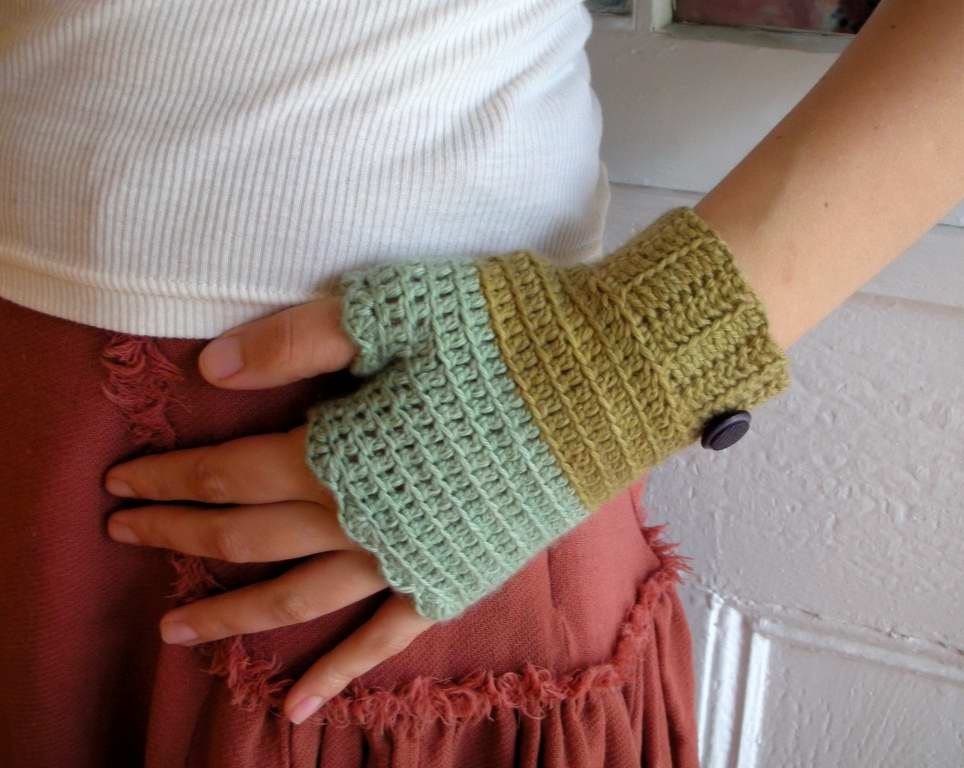Cashmere Crochet Handwarmers with Buttons - Adventures of Jessica Rose