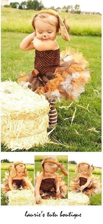 Pretty Little Pup Crochet Petti-Tutu Dress and Dog Ears Headband- SZ 0-2T