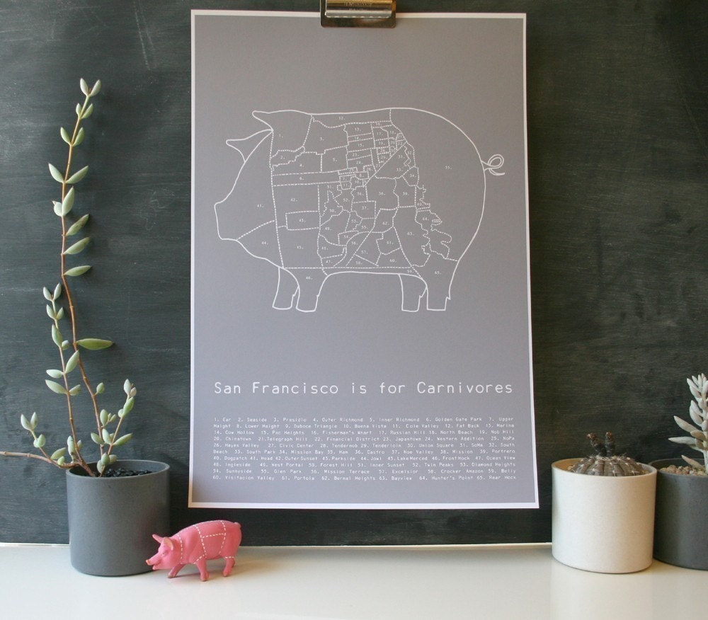 San Francisco is for Carnivores - grey poster