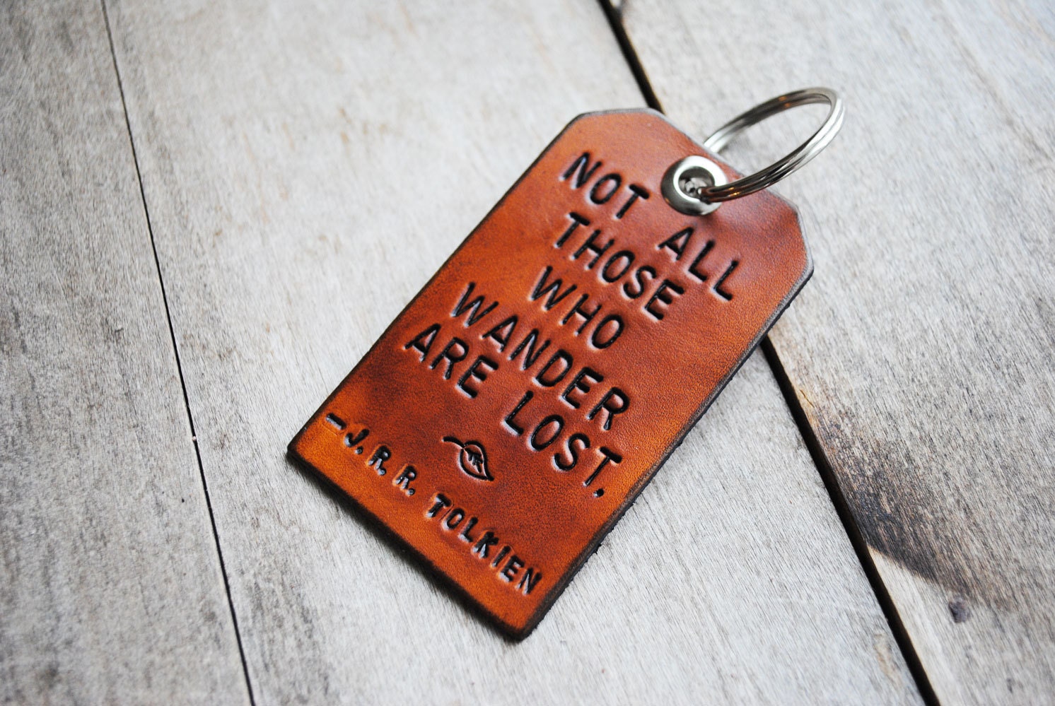 Custom Leather Key Chain. Hand Stamped to Your Specifications. Large/Tag Sized.