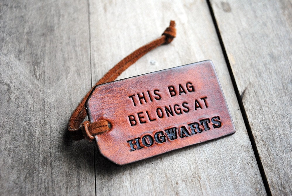 This Bag Belongs At Hogwarts. Ready-Made Leather Luggage Tag. Immediate Shipping.