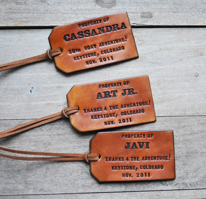 2 Custom Leather Luggage Tags - Up to 6 lines - Unique Gift for Boyfriends, Husbands, Brothers, Fathers Day, Heartfelt Groom Gift