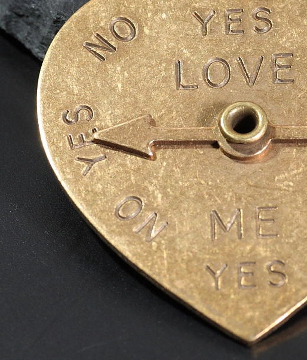 Vacillate - Brass Heart Spinner Necklace by Prairieoats