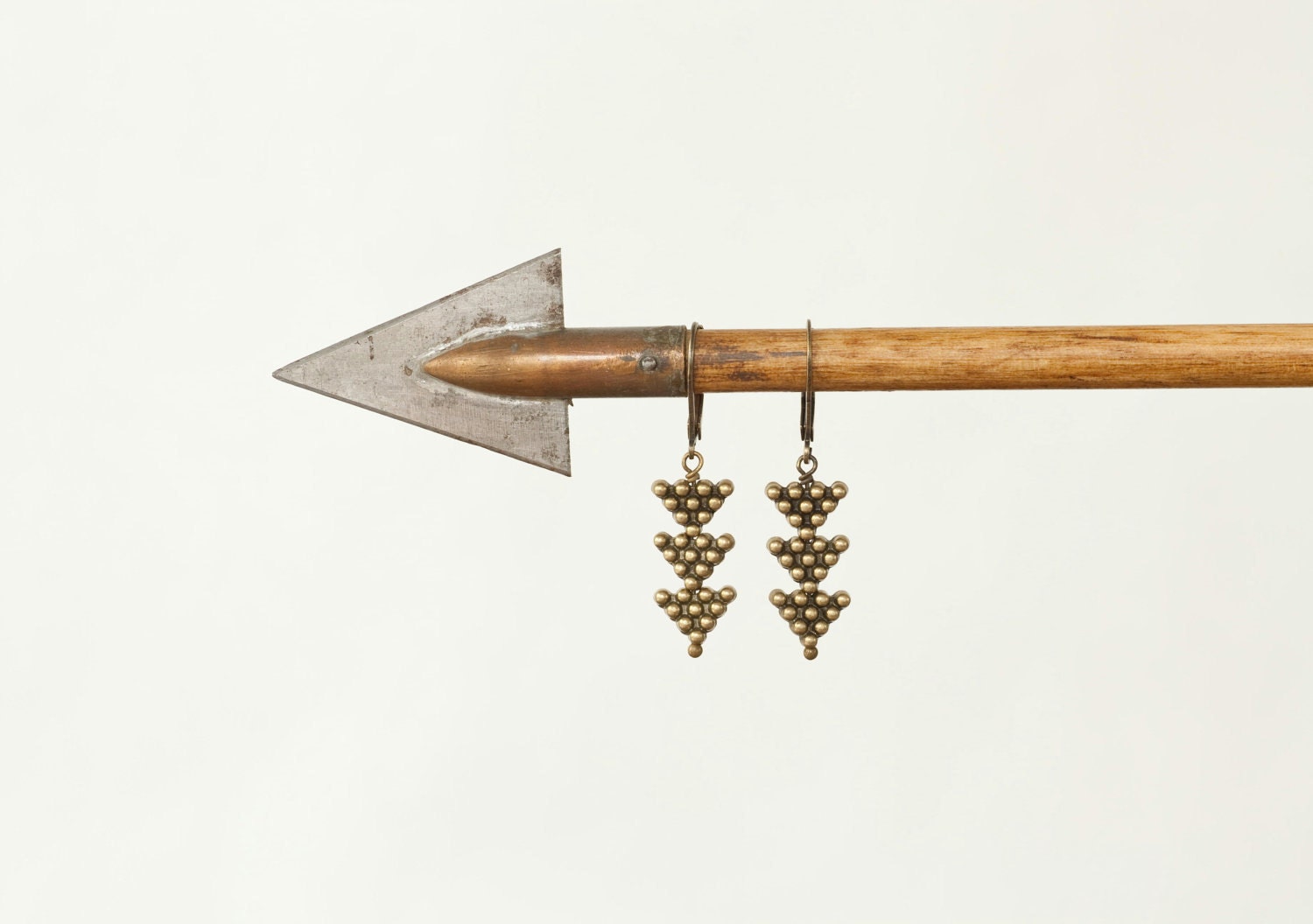 Little Arrows - Tribal Brass Arrow Drop Earrings by Prairieoats
