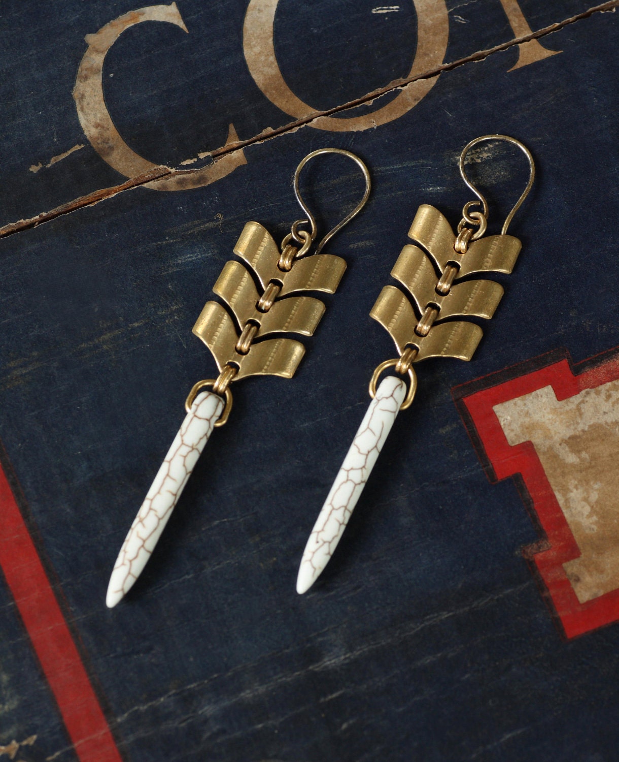 Flight - Chevron and Spike Drop Earrings - Tribal, Spear, Dangle by Prairieoats