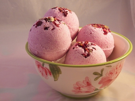 Set of 3 Sensual Rose Bath Bombs VEGAN Fizzies