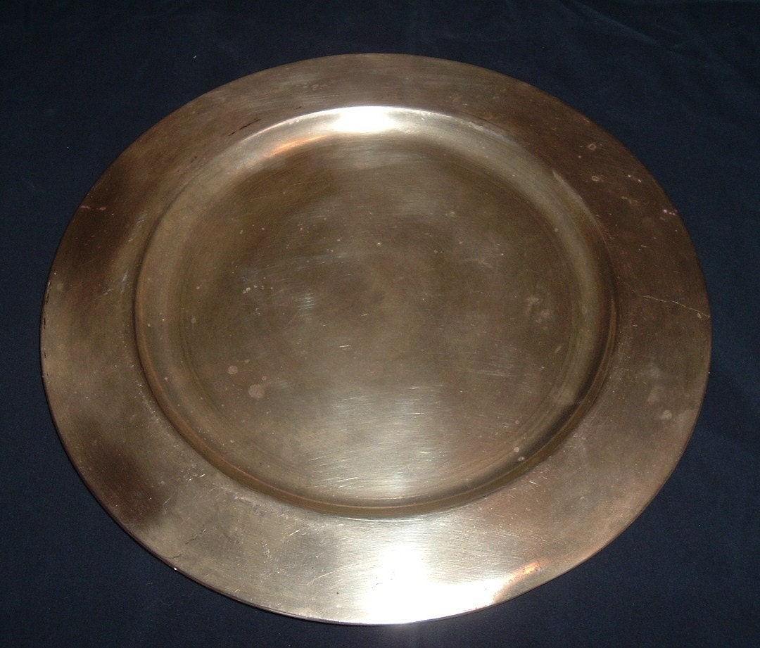 Solid Brass Vintage Plate beautiful center piece or candle holder