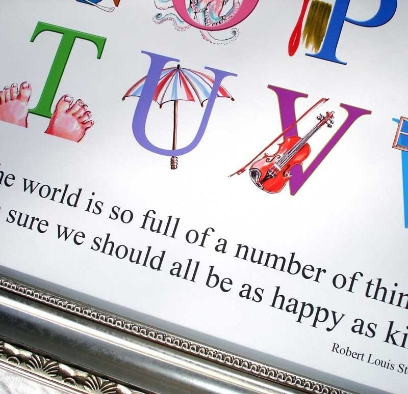 Alphabet  Print Poster Art Children's ABC, Teachers, Classroom, Pre School, Nursery