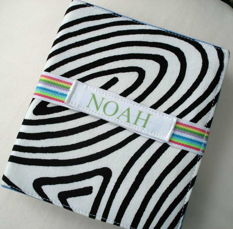Personalized cloth alphabet name book in blue