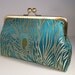 Iridescent Peacock silk Clutch Purse