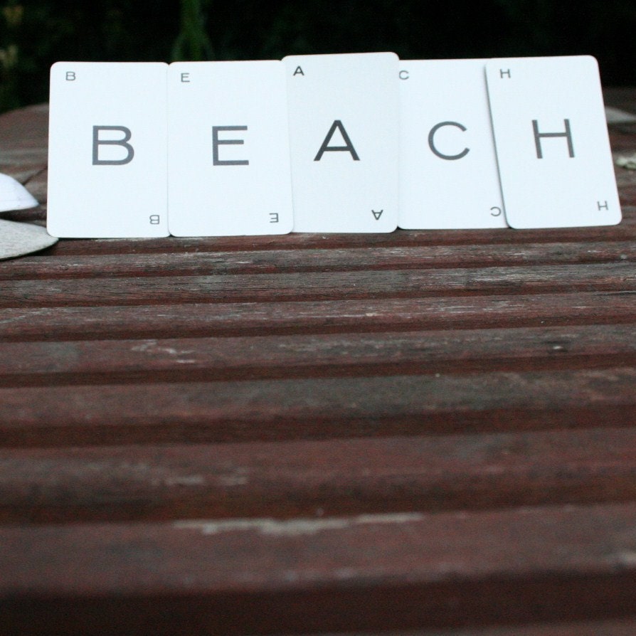 beach home decor vintage game card letters typography