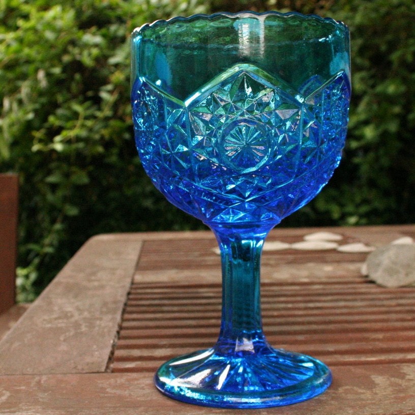 Kanawha cobalt blue mid century compote candle holder vintage