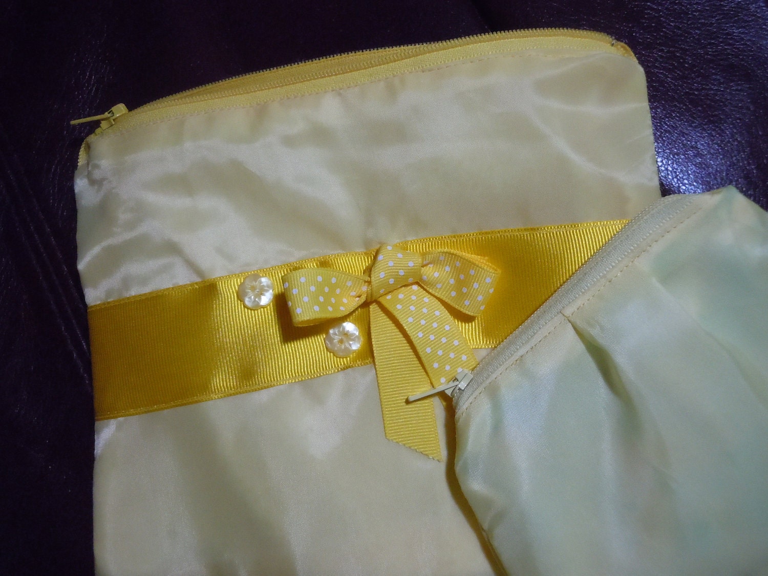 Yellow Ribbon Zipper Pouch set