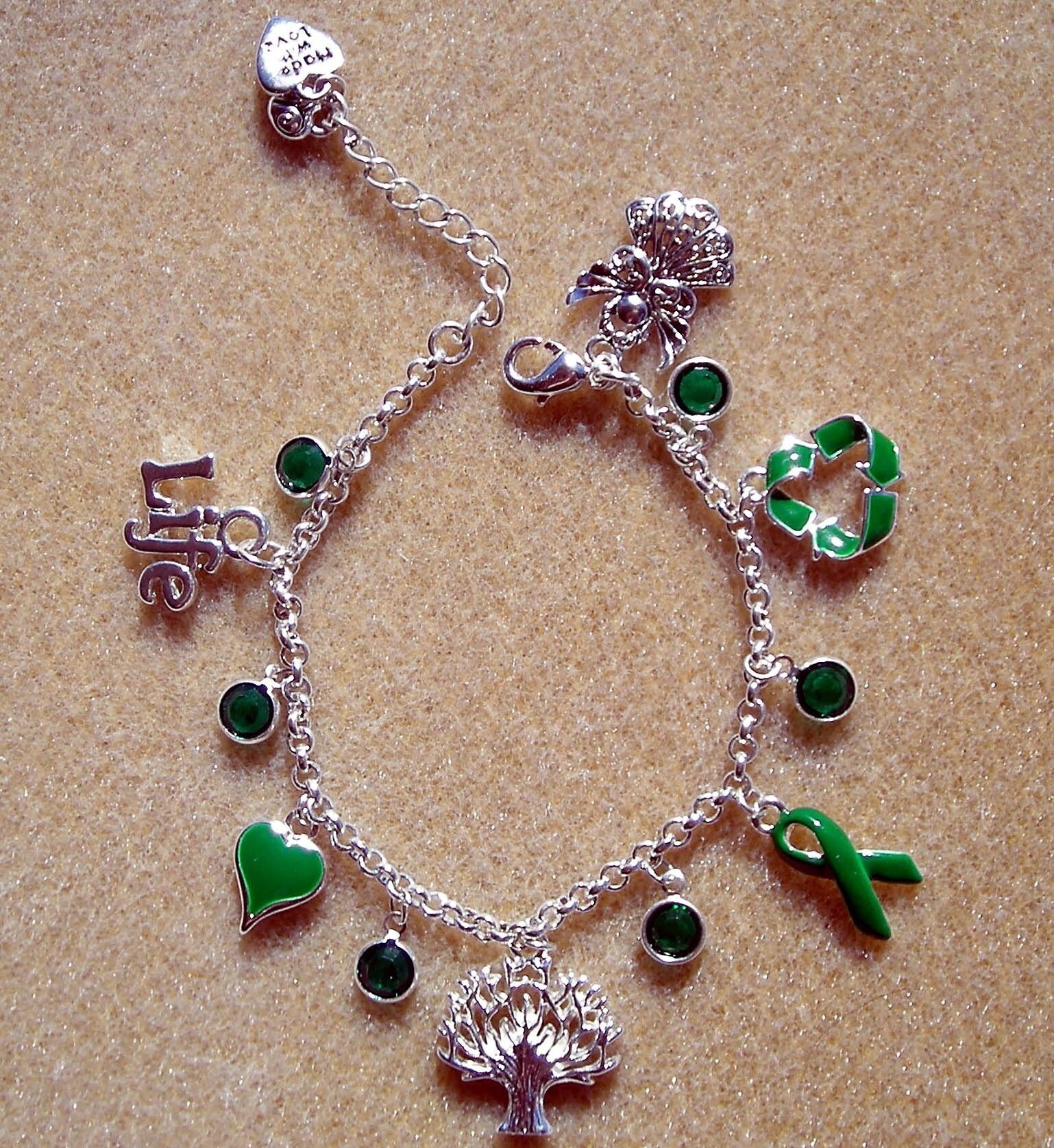 Organ Donor Jewelry Charm Bracelet for Recipient or by CiCoDesigns