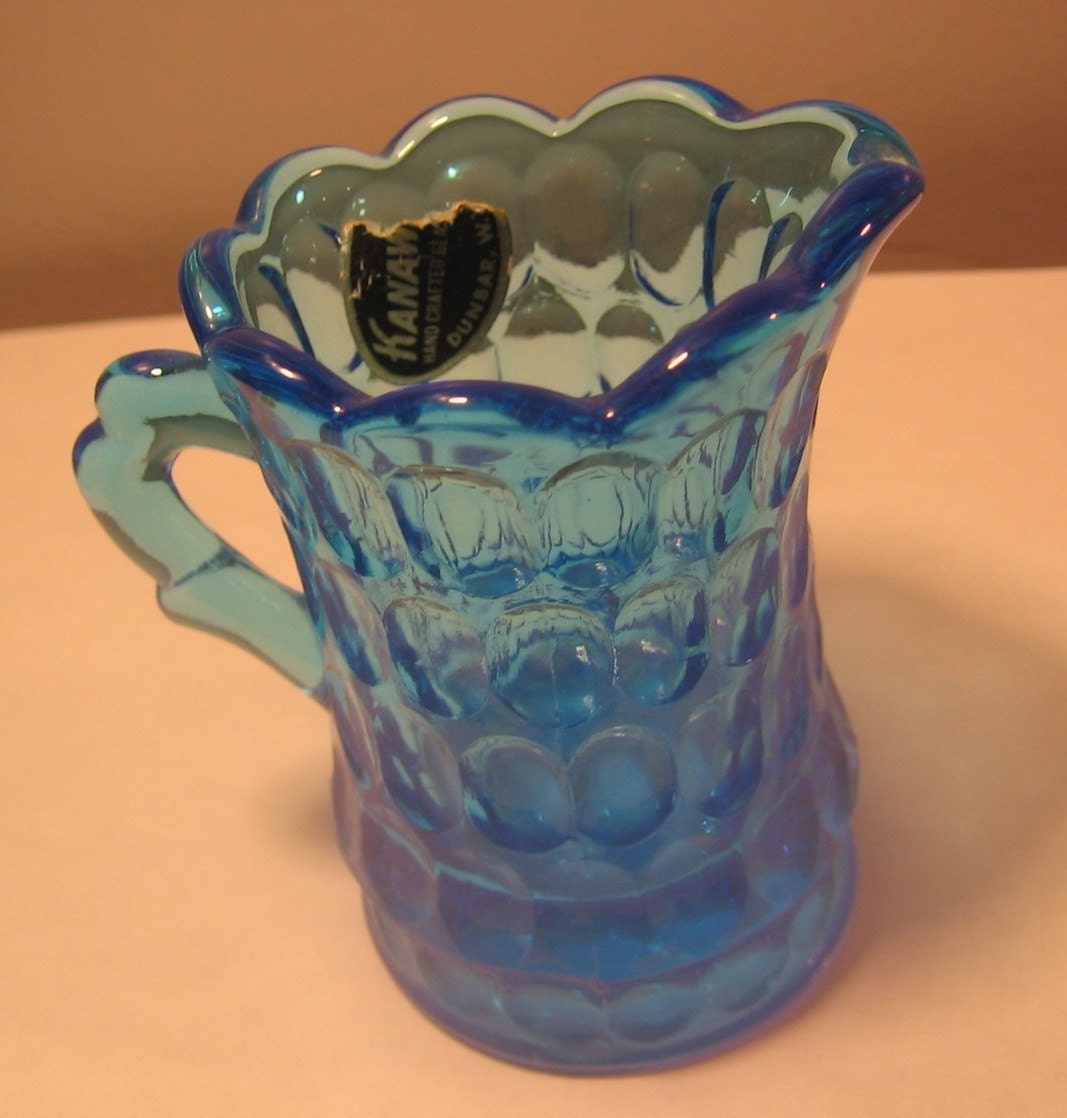 Vintage KANAWHA Glass Miniature Pitcher in Blue