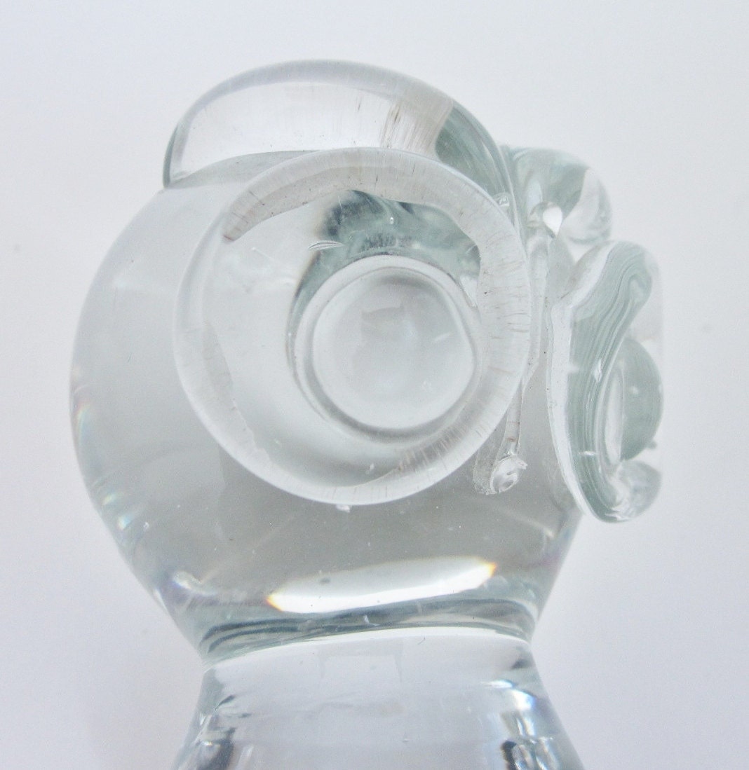 Vintage I W RICE Elegant Glass Owl - Tagged