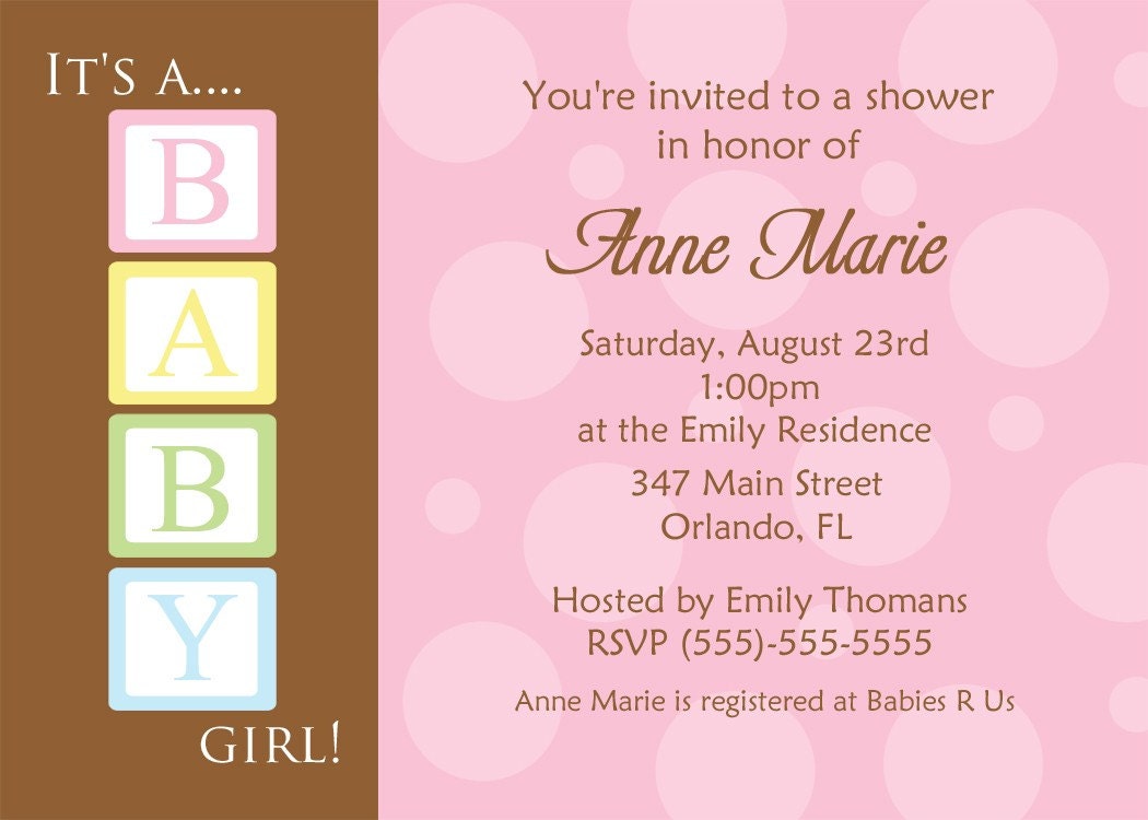 Baby Blocks Boy Or Girl Baby Shower Invitation-Digital File-
