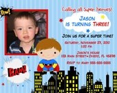 Superheroe 2 Birthday Photo Card Invitation (You Print)