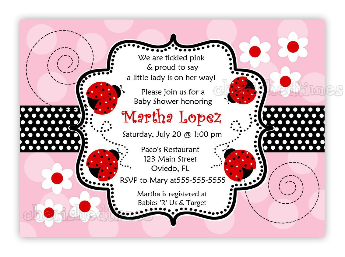 Another Pink and Red Ladybug Baby Shower Invitation (You Print)