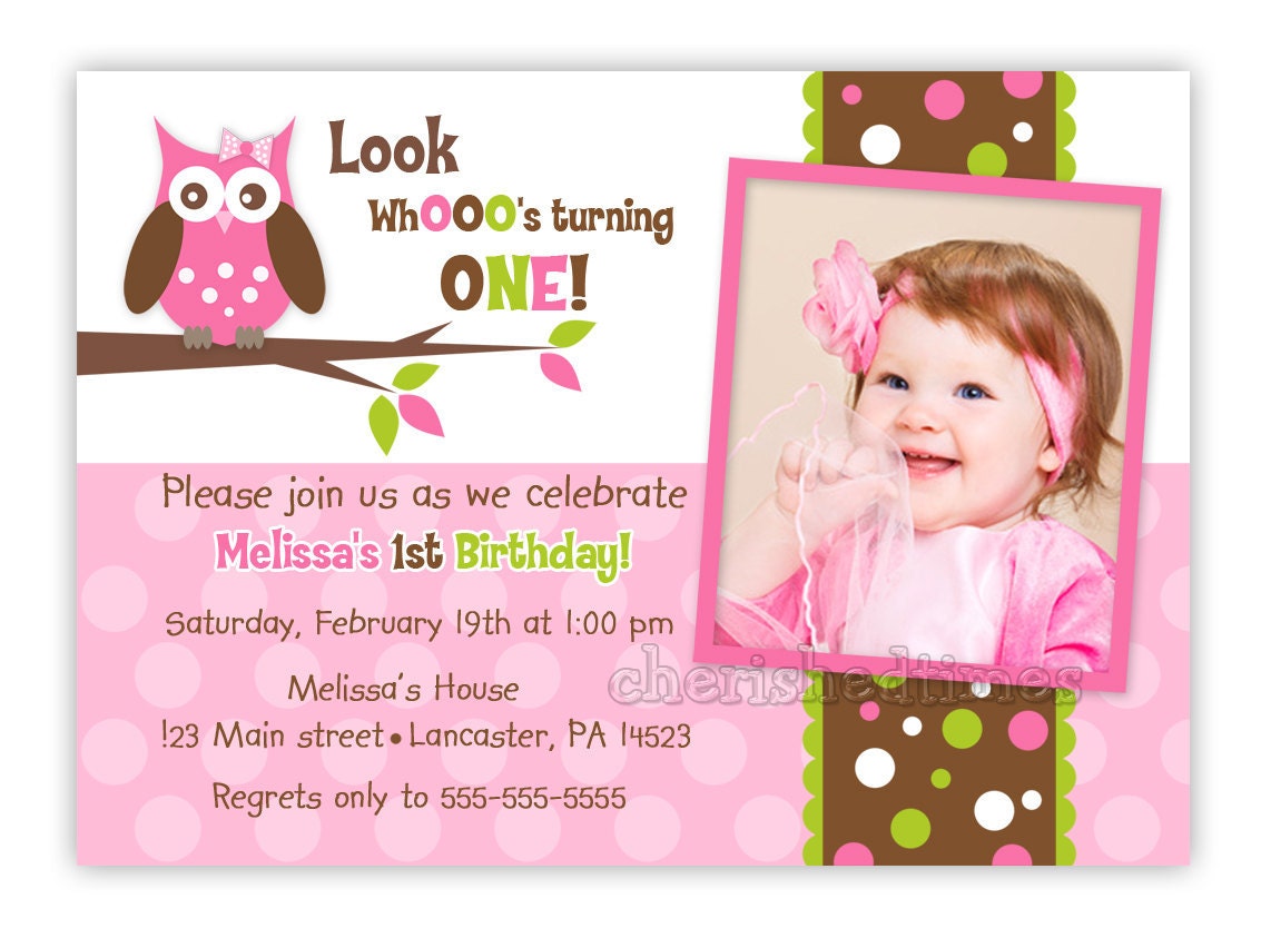 Custom Owl Birthday or Baby Shower Invitation-Girl (You Print)