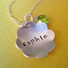 F l o w e r - Hand Stamped Sterling Silver Necklace with a Birthstone