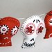 Felt Sugar Skull Garland Bunting, red and white Mexican Folk Art