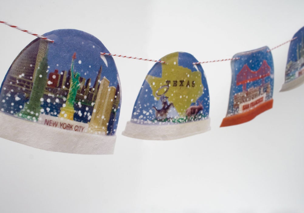 Retro Snow Dome Garland - photorealistic